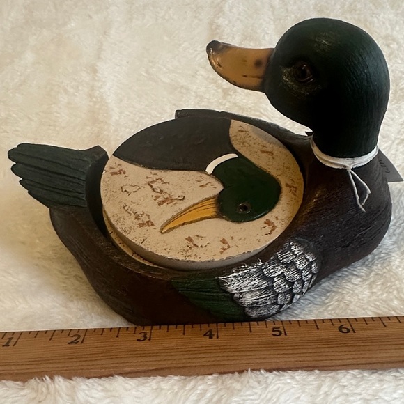 Duck Laying Down Coaster Set, Lake Inspired Kitchen or Bar Décor - Picture 4 of 6